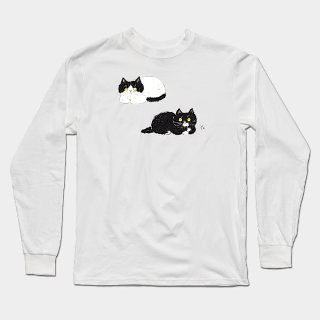 Yin yang cats Long Sleeve T-Shirt by colorofmori